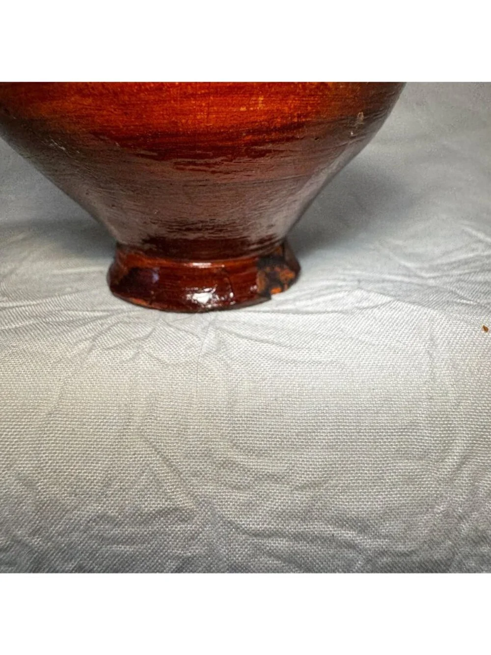 Vintage Handmade Brown Ceramic Vase Handle & Black Accents - Made In Greece